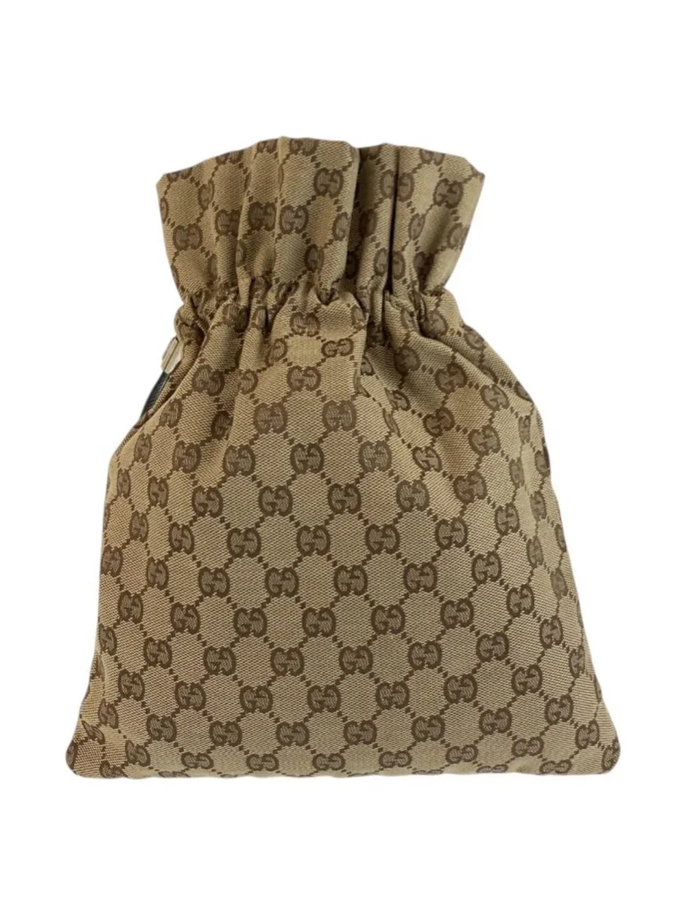 Gucci Beige Brown GG Canvas 014 Drawstring Pouch